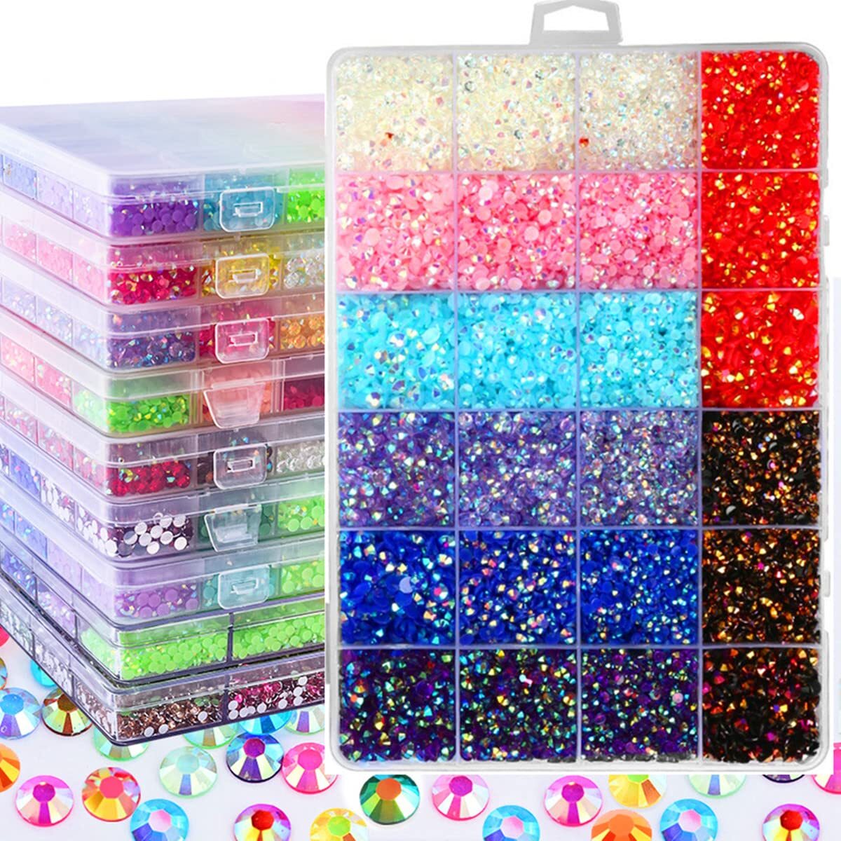 23200PCS Mixed Size 3 4 5MM Jelly ab Resin Rhinestones Box with Tools for Tum…