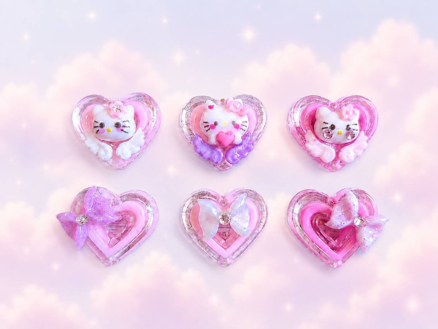 Japanese Handmade Kawaii Heart 3D Resin Nail Charms for Nail Art