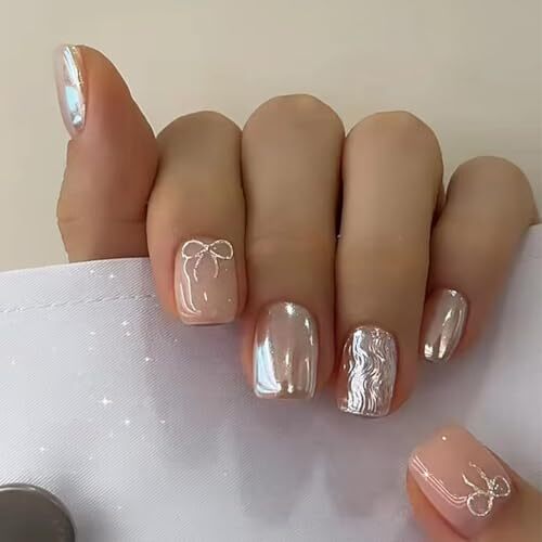 24Pcs Fall Fake Nails Short Press on Nails Square False Nails Autumn Design Z2