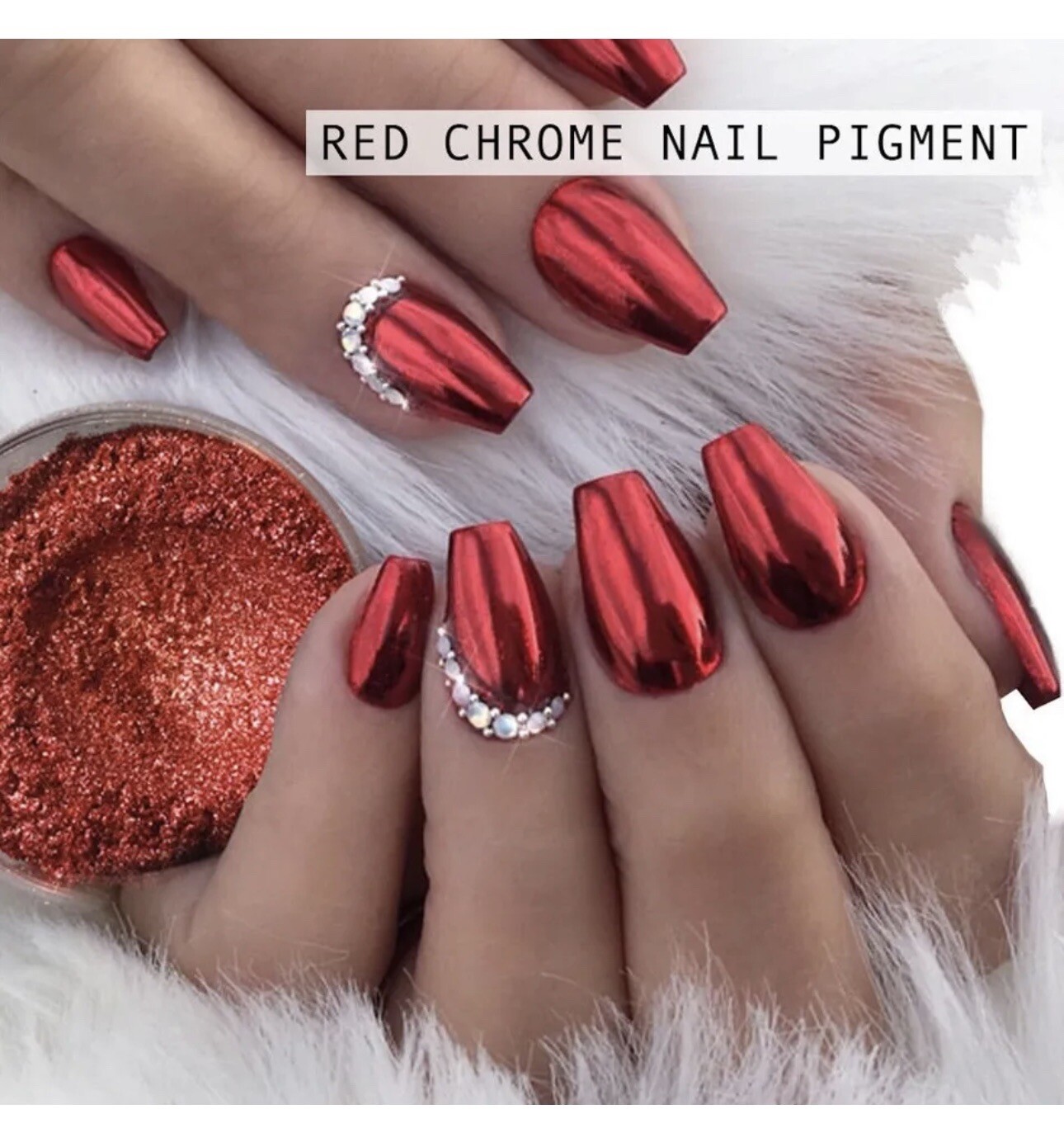 Red Mirror Powder Chrome Pigment Nail Art Christmas Mermaid Gel Polish Varnish