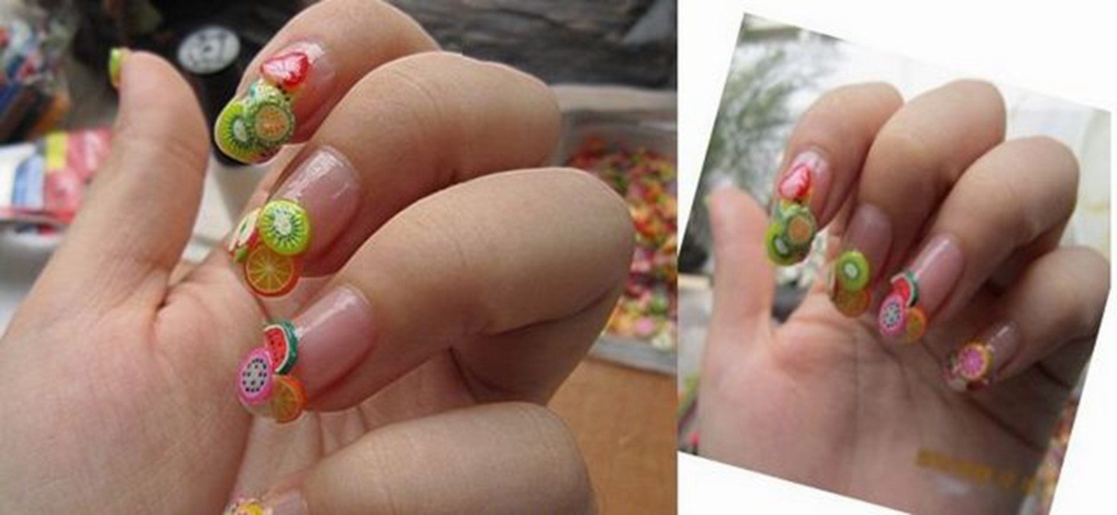 4 Wheel of 12 Styles Assorted 3D Fimo Polymer Clay Slices Various Nail Art Tips