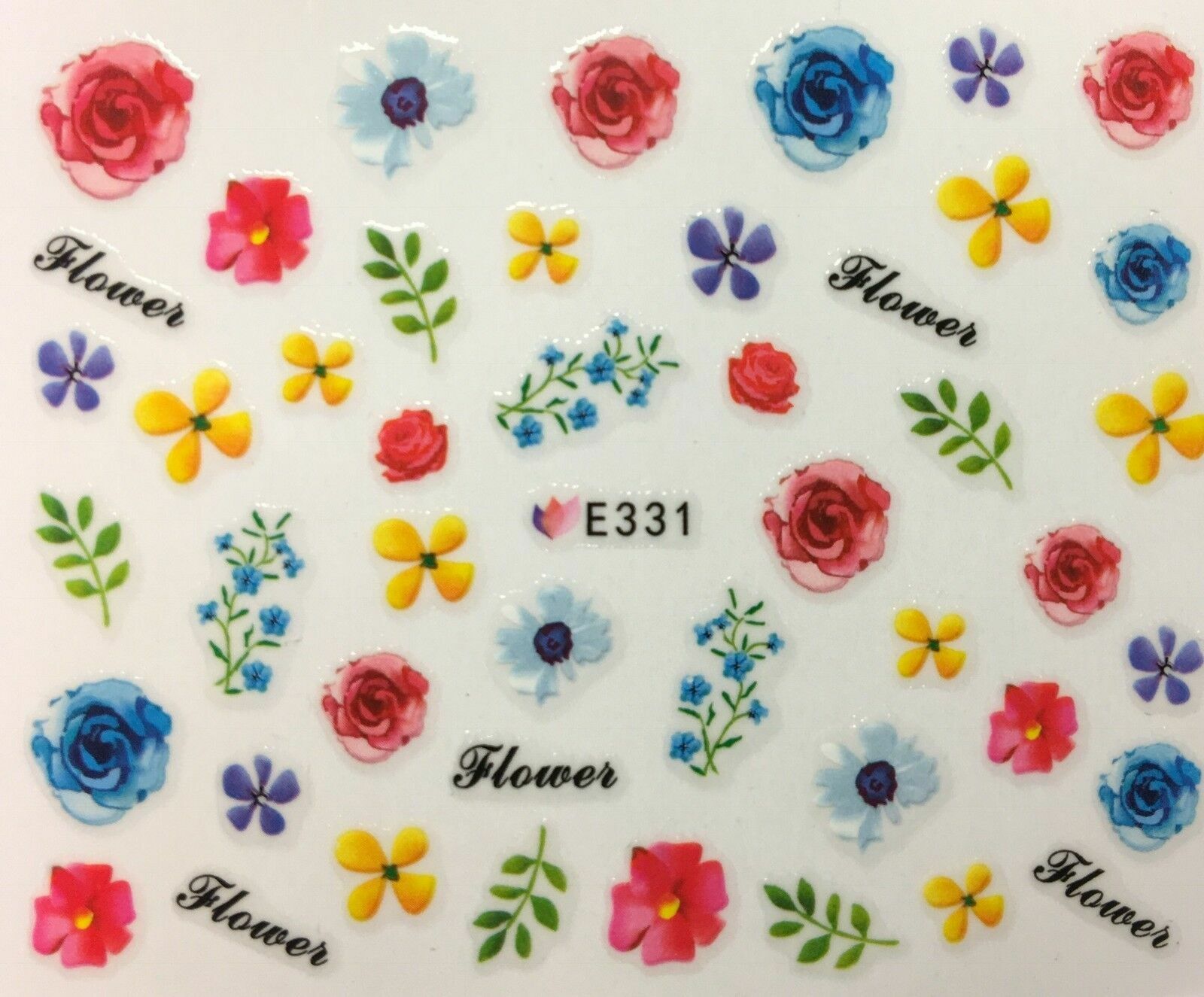 Nail Art 3D Decal Stickers Bright Vibrant Red Pink Flowers E331