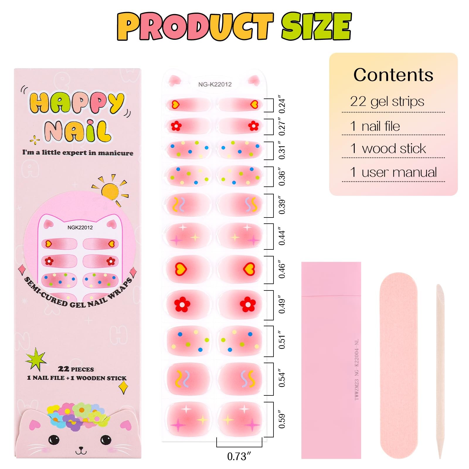 EBANKU Kids Gel Nail Polish Strips, Flower Star Cute Semi-Cured Nail Art Wrap…