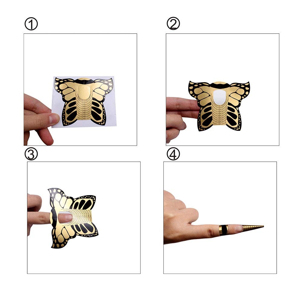 100pcs Nail Form Butterfly Square Tips Nail Forms for Curve Acrylic UV Nails …