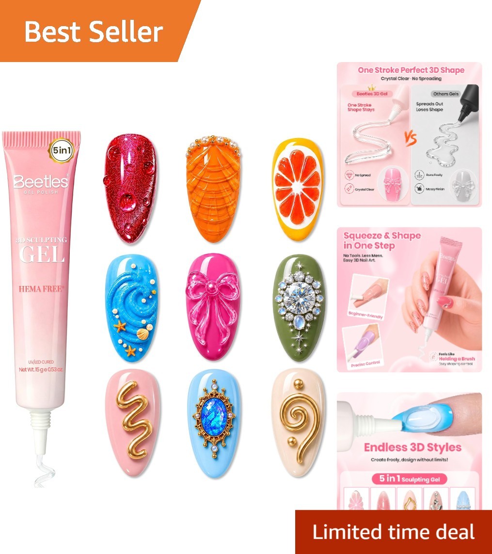 Beetles 15g HEMA-Free 3D Nail Gel for Stunning Nail Art with Rhinestones