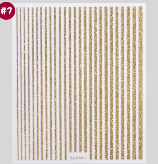 Nail Art Stickers NEW ! GOLD GLITTER BORDER LINE STICKERS XZ-D5401