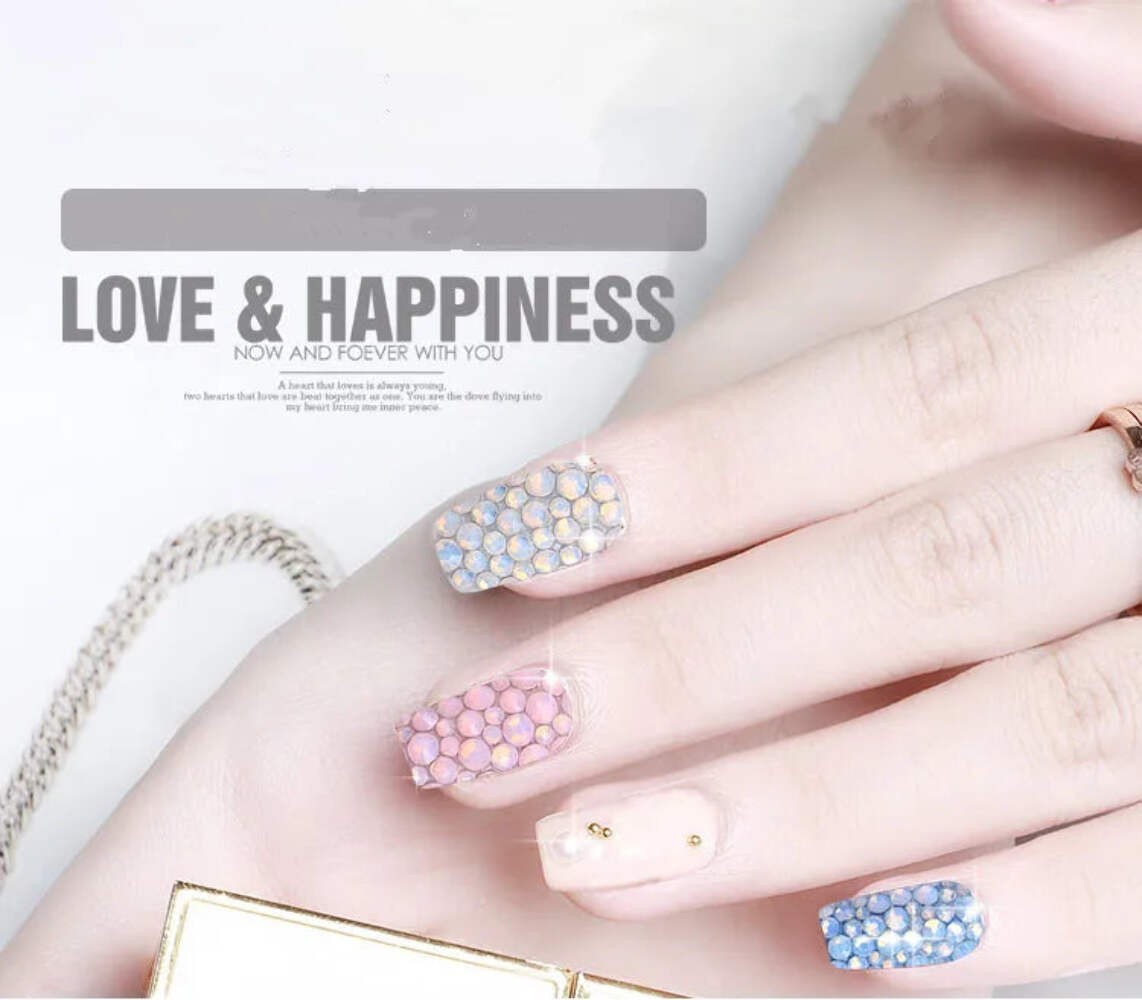 Shiny SS4-SS20 Mixed Size Opal Stones Nail Art Decorations Glass Flat Back Rhine