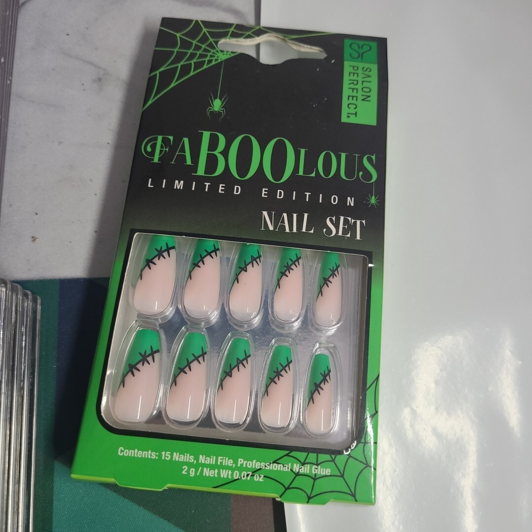 Faboolous Limited Edition Halloween Frankenstein Theme Nail Set Green Black New