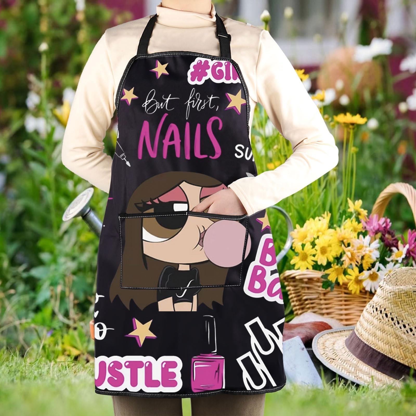 WCGXKO Nail Tech Kitchen Apron Nail Polish Themed Gift Funny Nail Artist Gift…