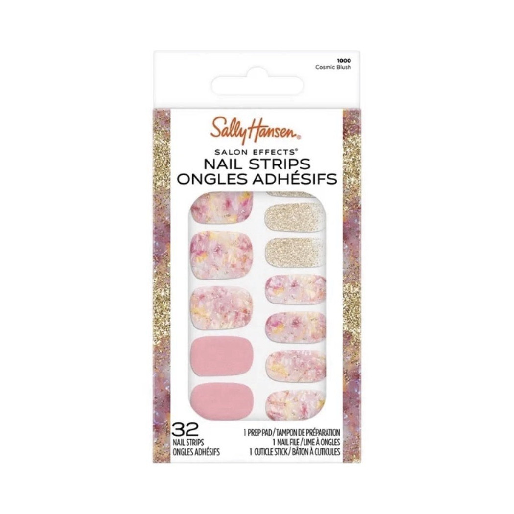 Salon Effects Press-On Nail Strips 32 Count Cosmic Blush Ongles Adhesifs