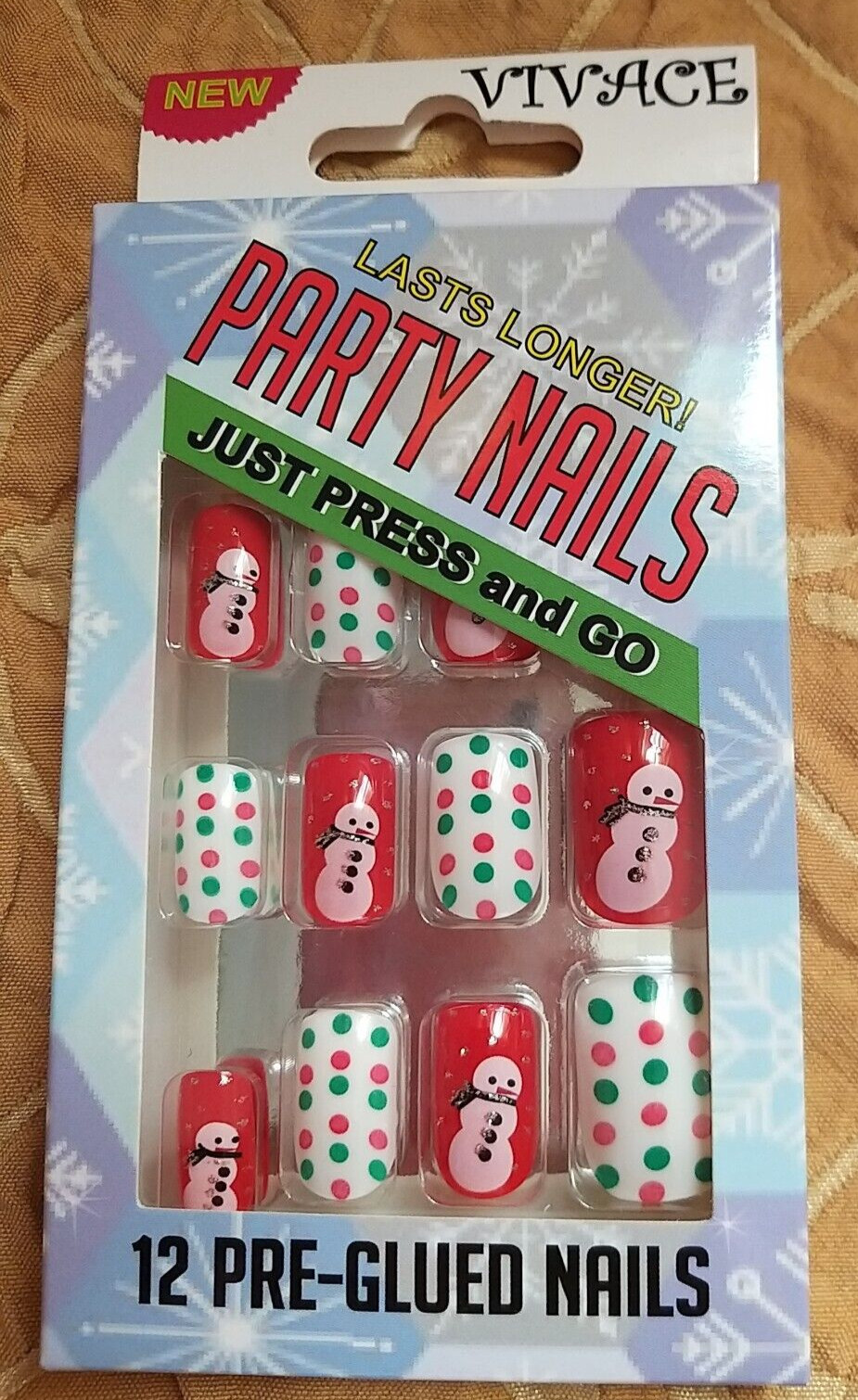 Christmas Fake Nails Press on Nails Short Square Nails Set of 4Packs