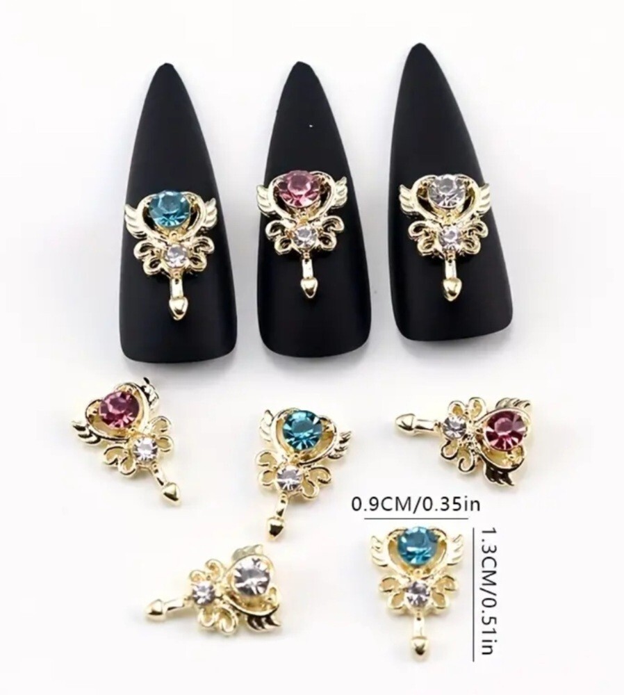 Lot 2 Pkgs 30 Pcs Gold Heart Pink Gem Silver Butterfly Filigree Nail Art Charms