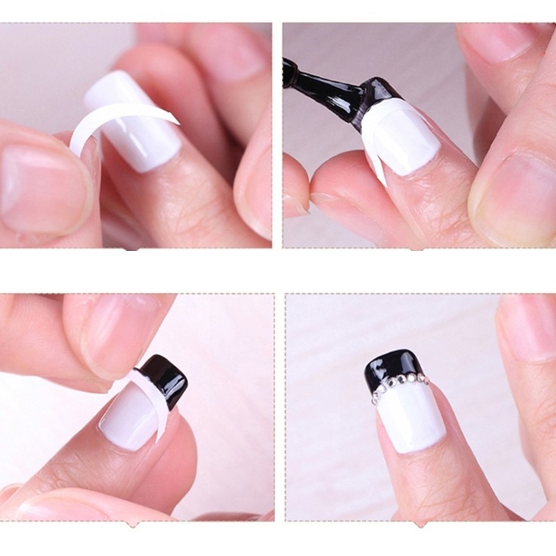 French Manicure Nail Art Designs Stickers Self-Adhesive Nail Tips Guides Sticker