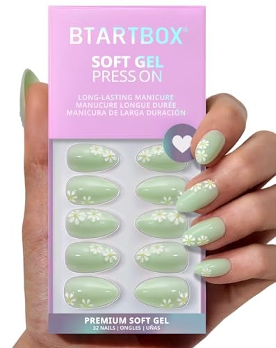Press On Nails Short – Meadow Daisy, Easy-to-Apply 3D Flower A2-Meadow Daisy