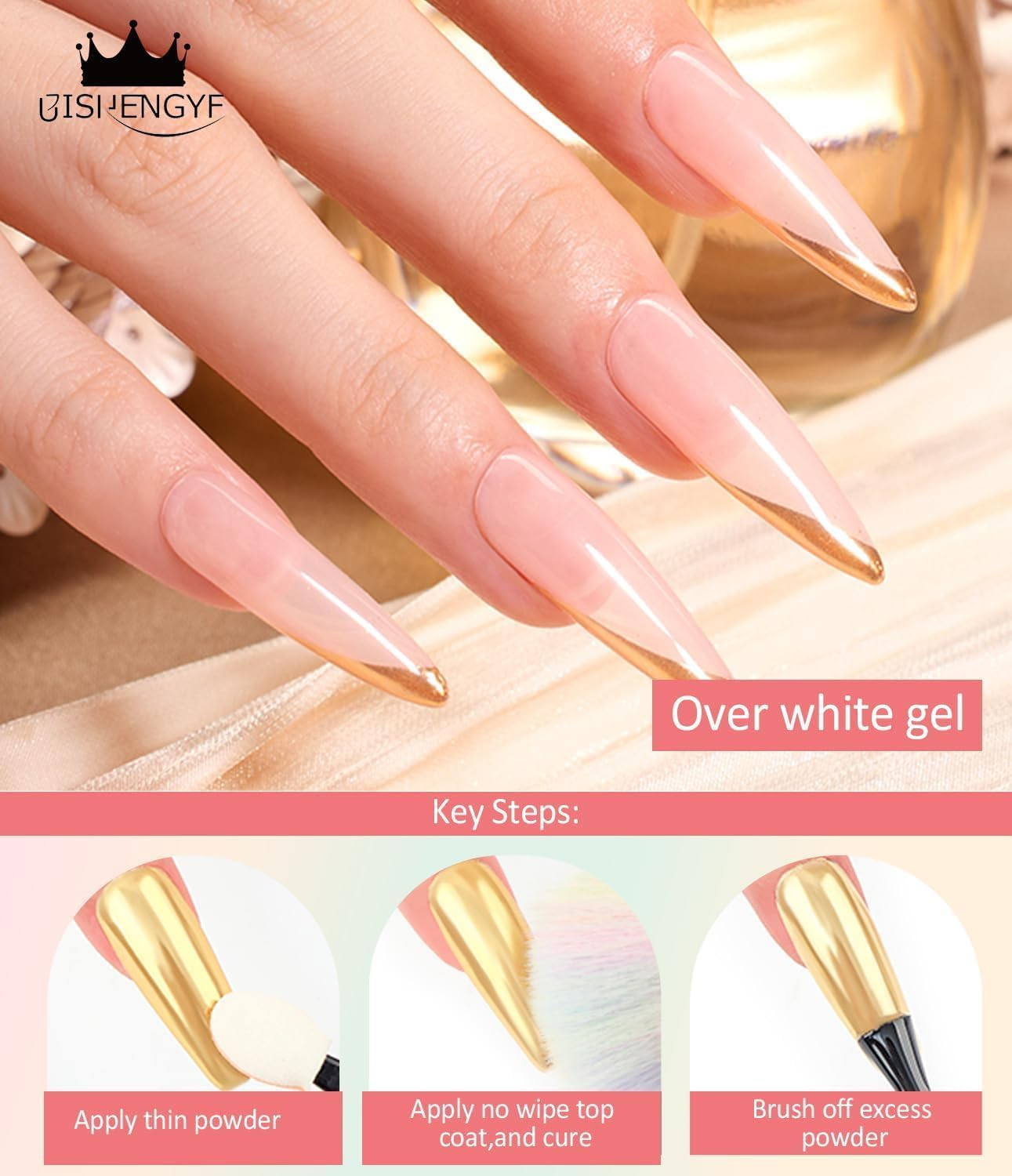 Ultra-Fine Chrome Nail Powder Set – 6 Vibrant Jars for Stunning Nail Designs