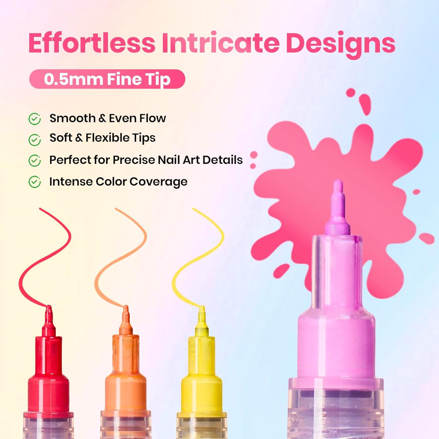 12 Colors Nail Art Pens, 0.5Mm Fine Line Nail Polish Pens for Women | Quick Air