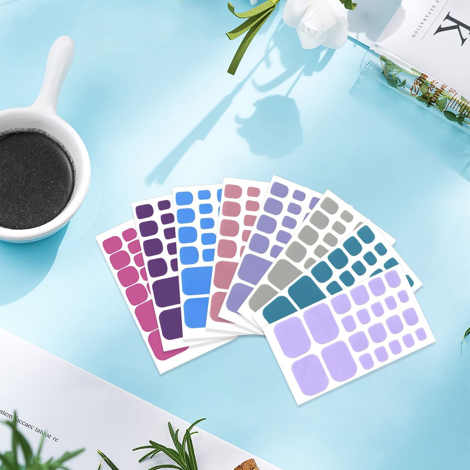 Full Set of Solid Color Nail Polish Stickers + Toenail Stickers for Women