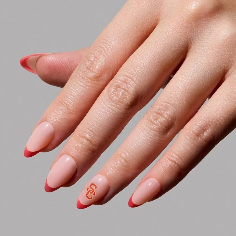 USC Trojans Press-On Nails: Almond Shape, Gloss Finish, 30 Pieces