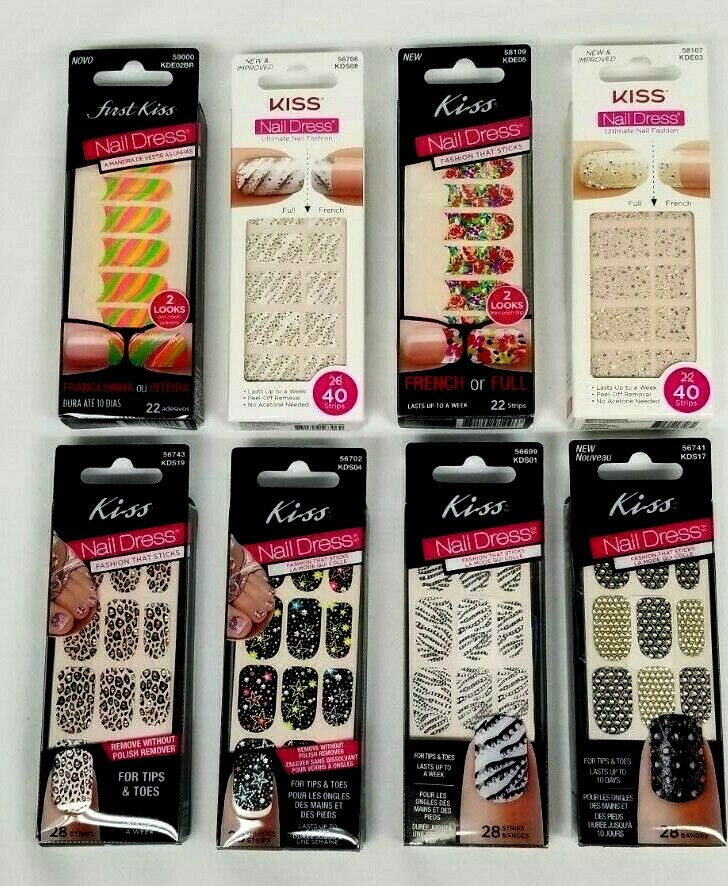 Kiss Nail Dress Polish Strips Applique Apps Stickers Wrap (6 pack- Random Mix)