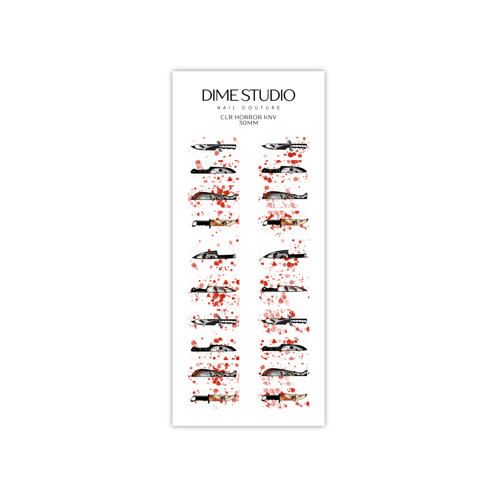 Slasher Knives Clear Halloween Nail Decals Water Transfer Nail Wraps