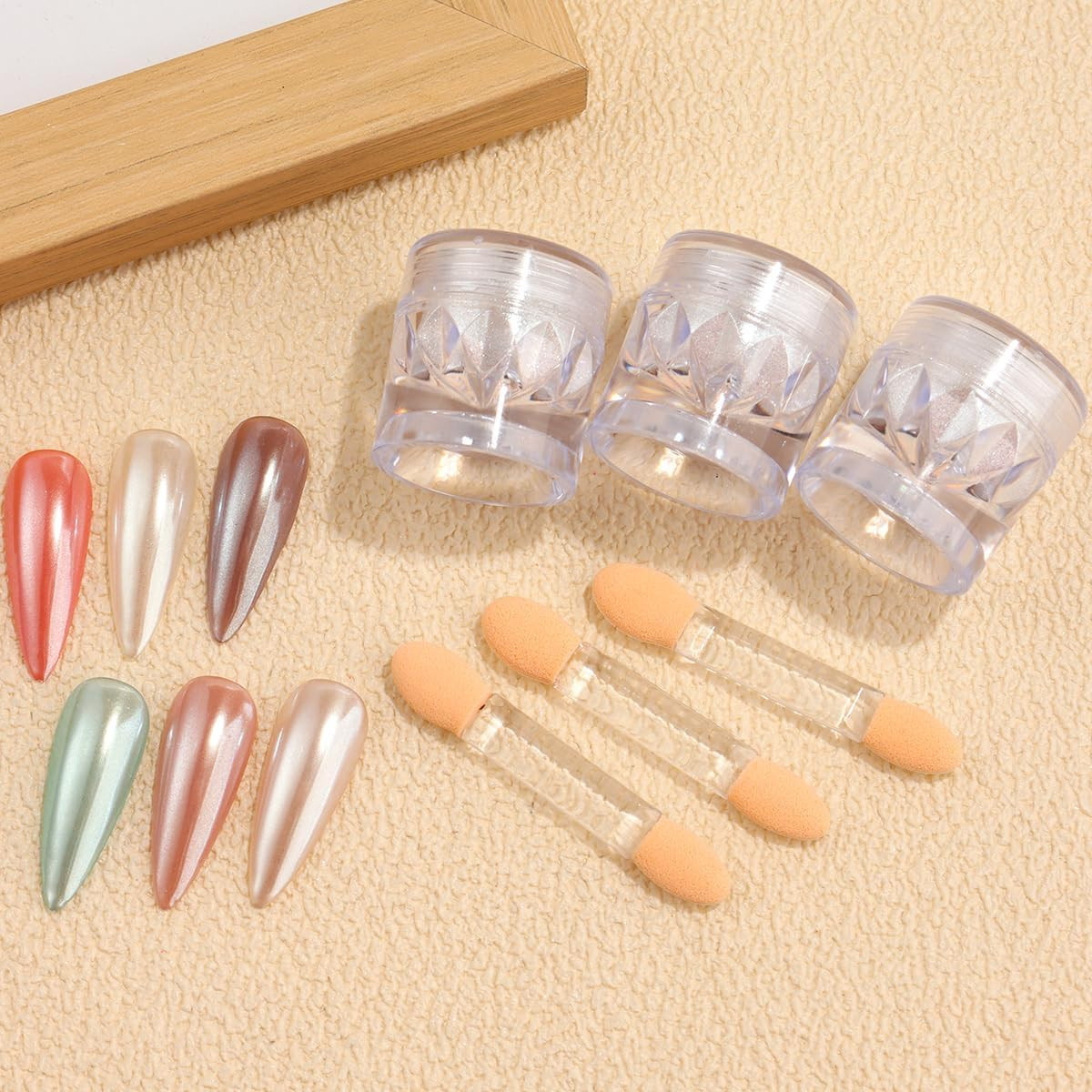 3Pcs Moonlight White Pearl Chrome Nail Powder, Super Glossy Clear Mirror | Effec