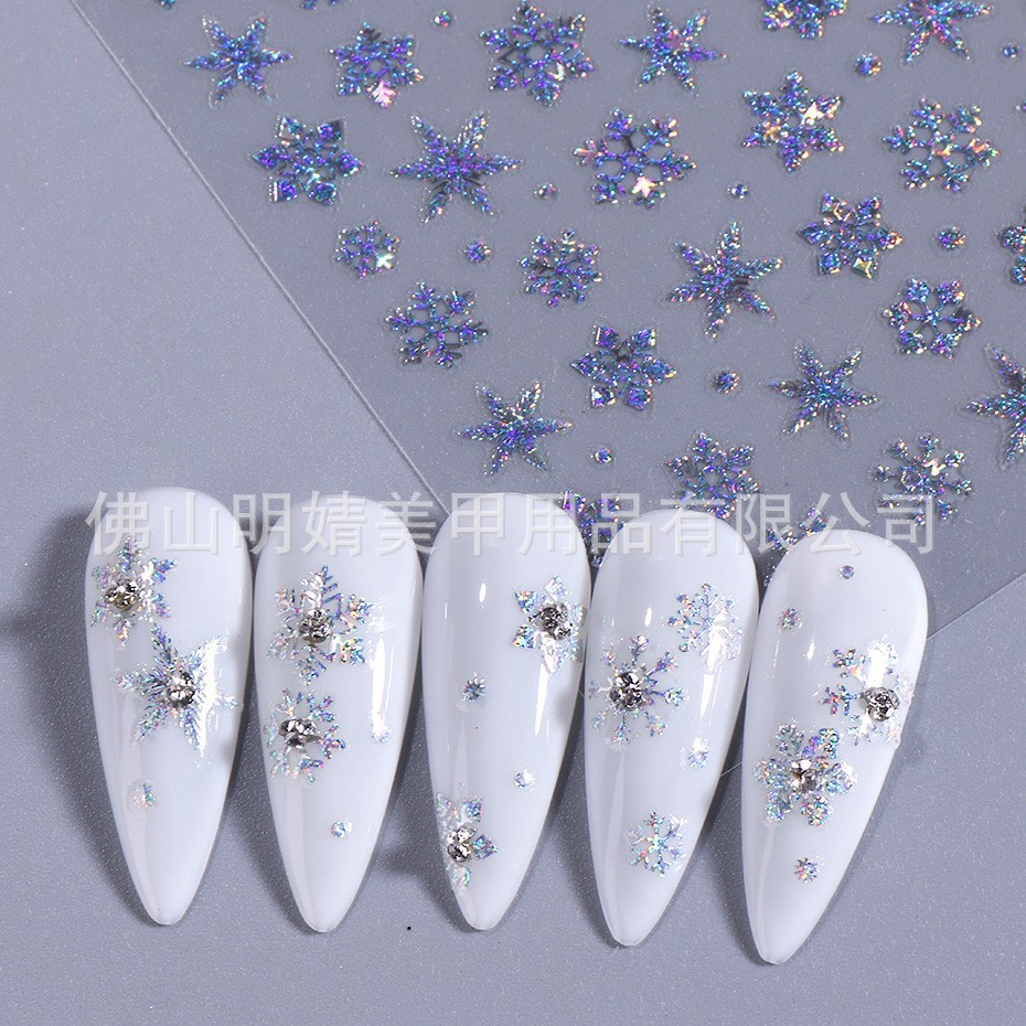 5Pcs Snowflake Star Christmas Nail Sticker Elegant Fashion Slide Decoration NH27