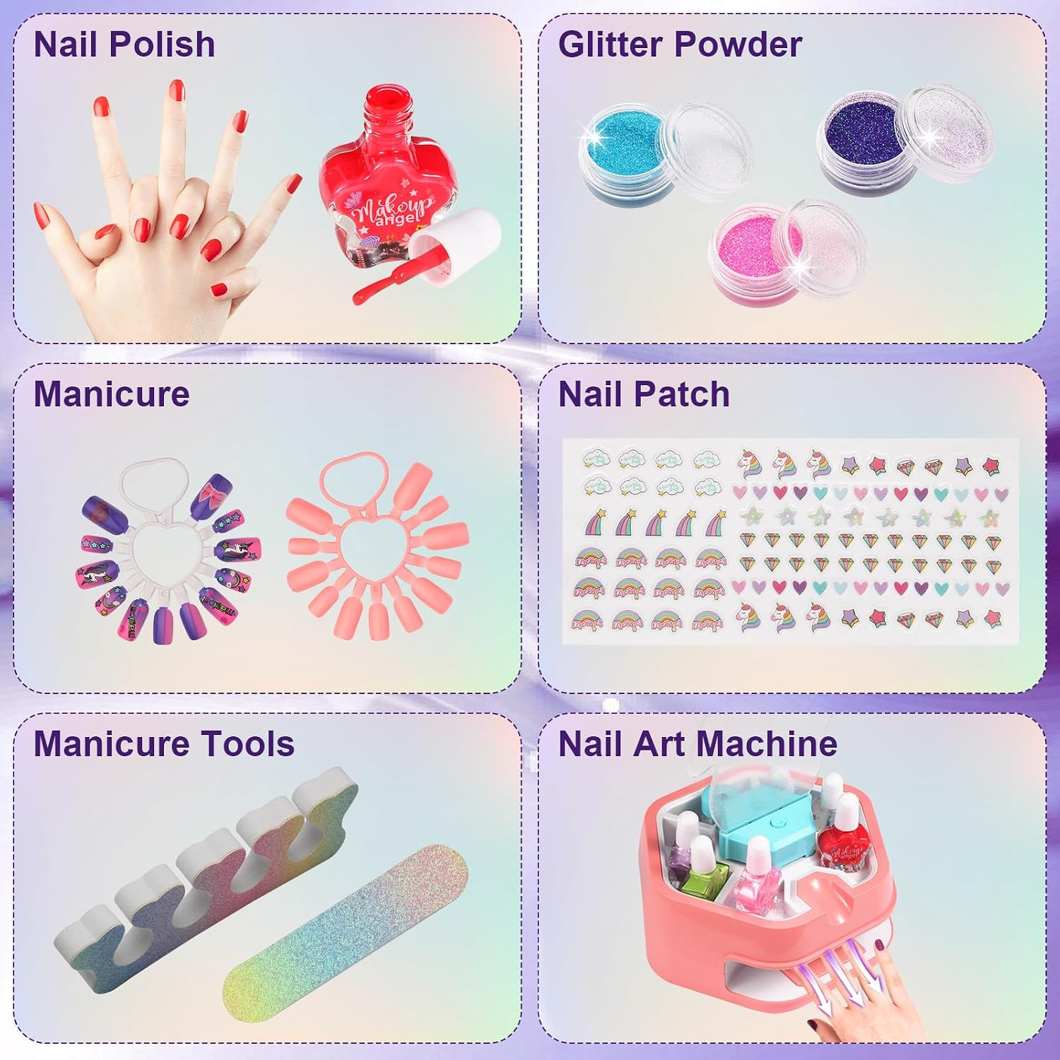 Unicorn Water-Based Nail Art Kit for Girls 6-12 | Complete Salon Set with Mini D