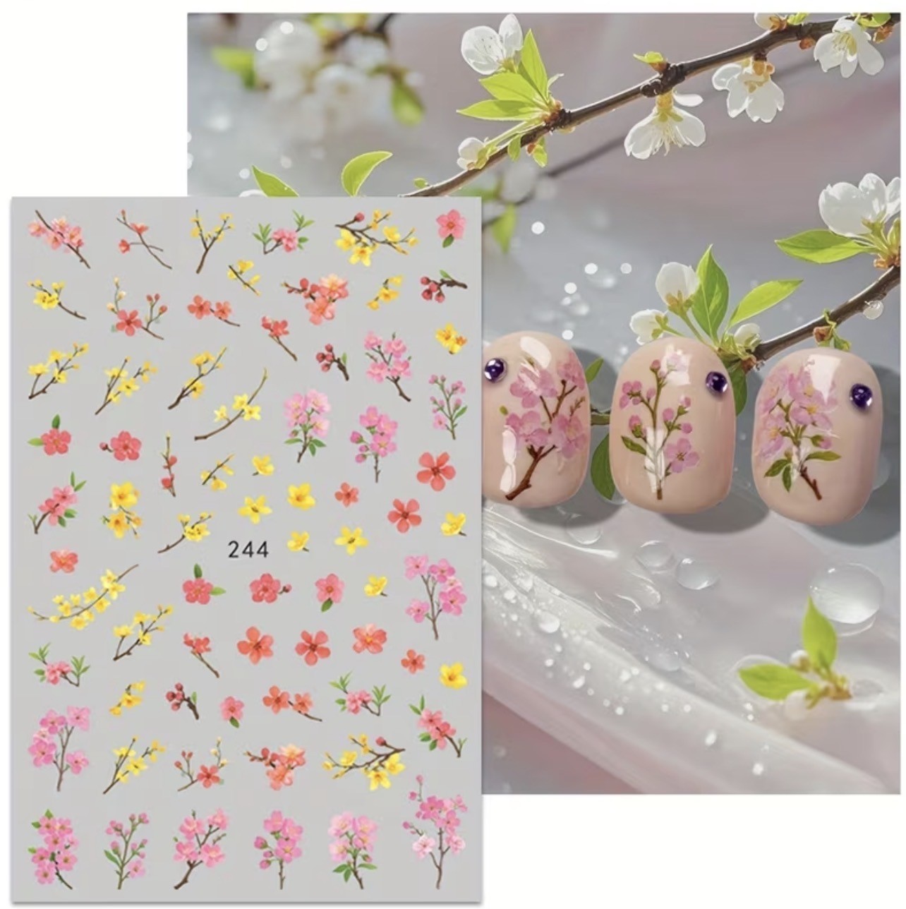 Floral Nail Art Stickers Spring Summer Wild Flower Transfers Daisy DIY mani