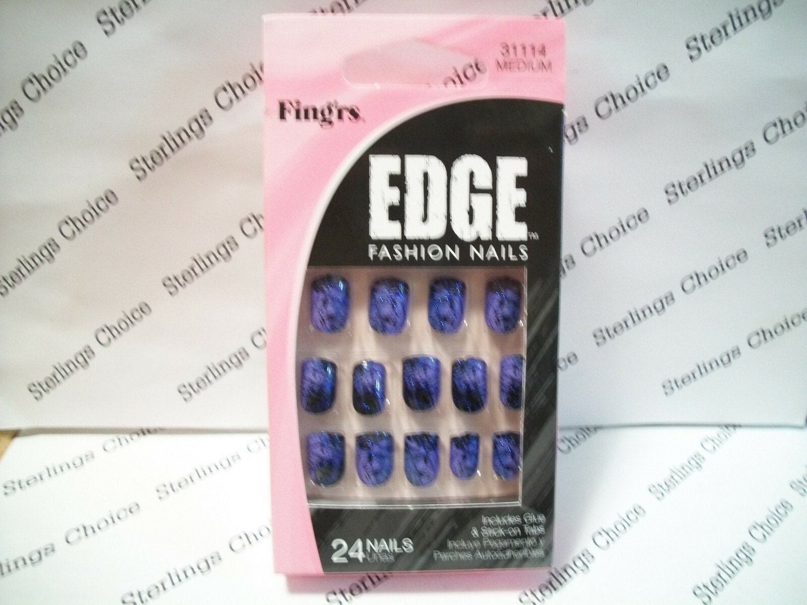 Fing’rs Edge Fashion Nails #31114 Blue & Black Crushed