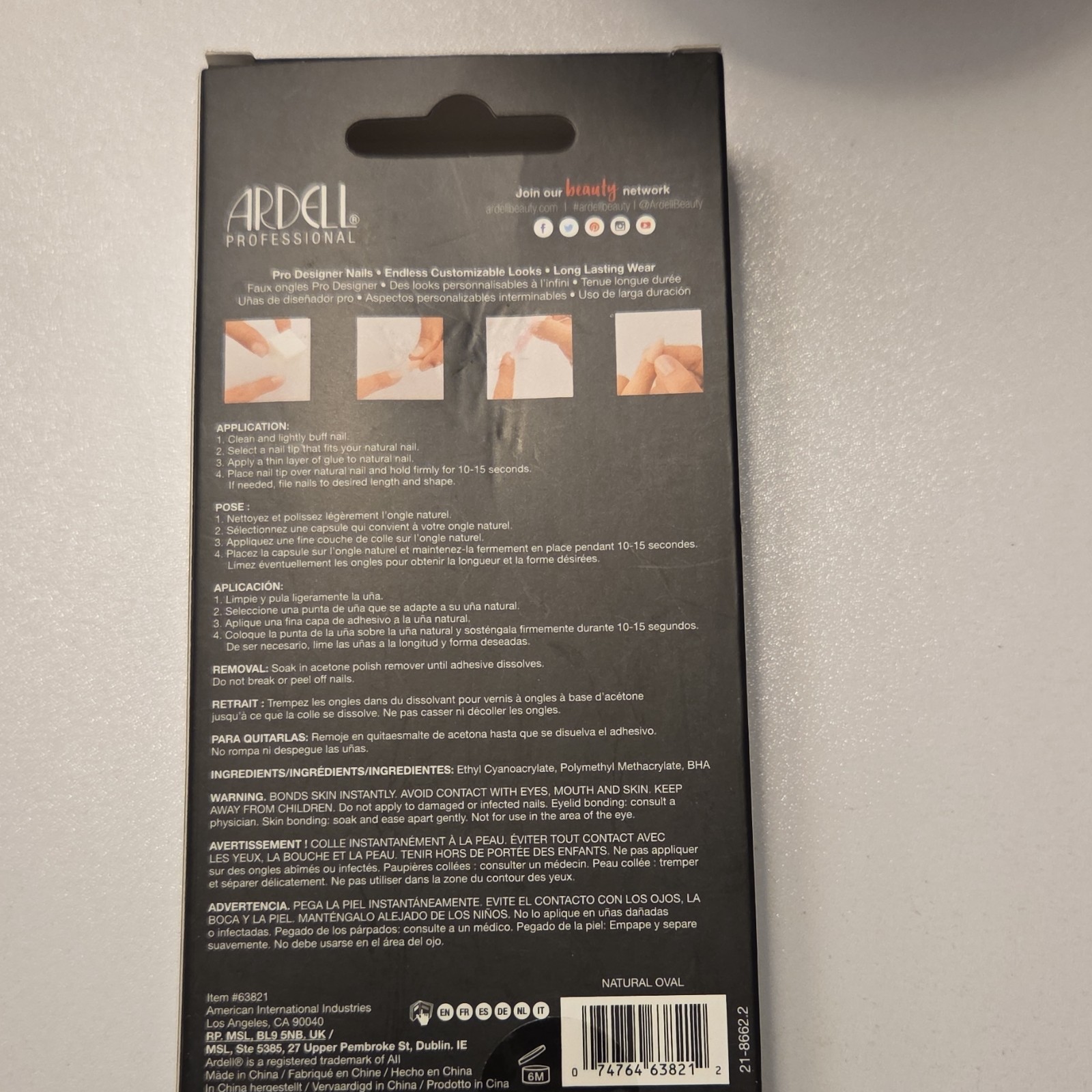 Ardell Press-On Nails, Natural Oval, Glue Included, Full Cover, 24PCS, 21-63821