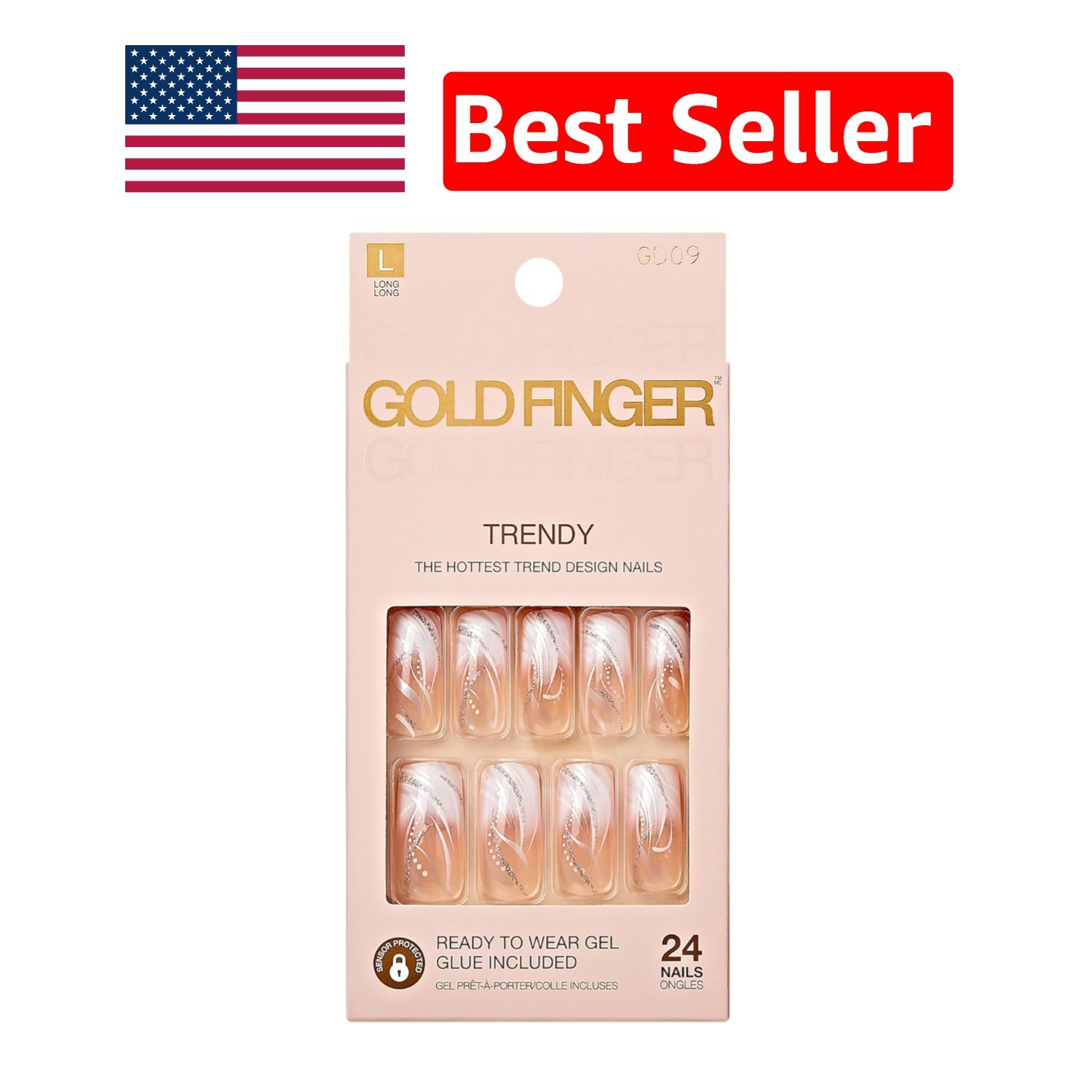 Salon-Quality Ready to Wear Press On Nails – White Gel, Easy Adhesive Included