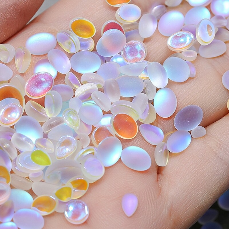 50pcs Cats Eye Matte Gems Nail Charm Elevating Your Nail Art Creation for Women