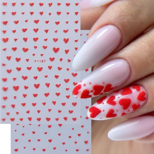 Nail Art Stickers Decals 12 Sheets Red Blacks Valentines Nail Decals Heart