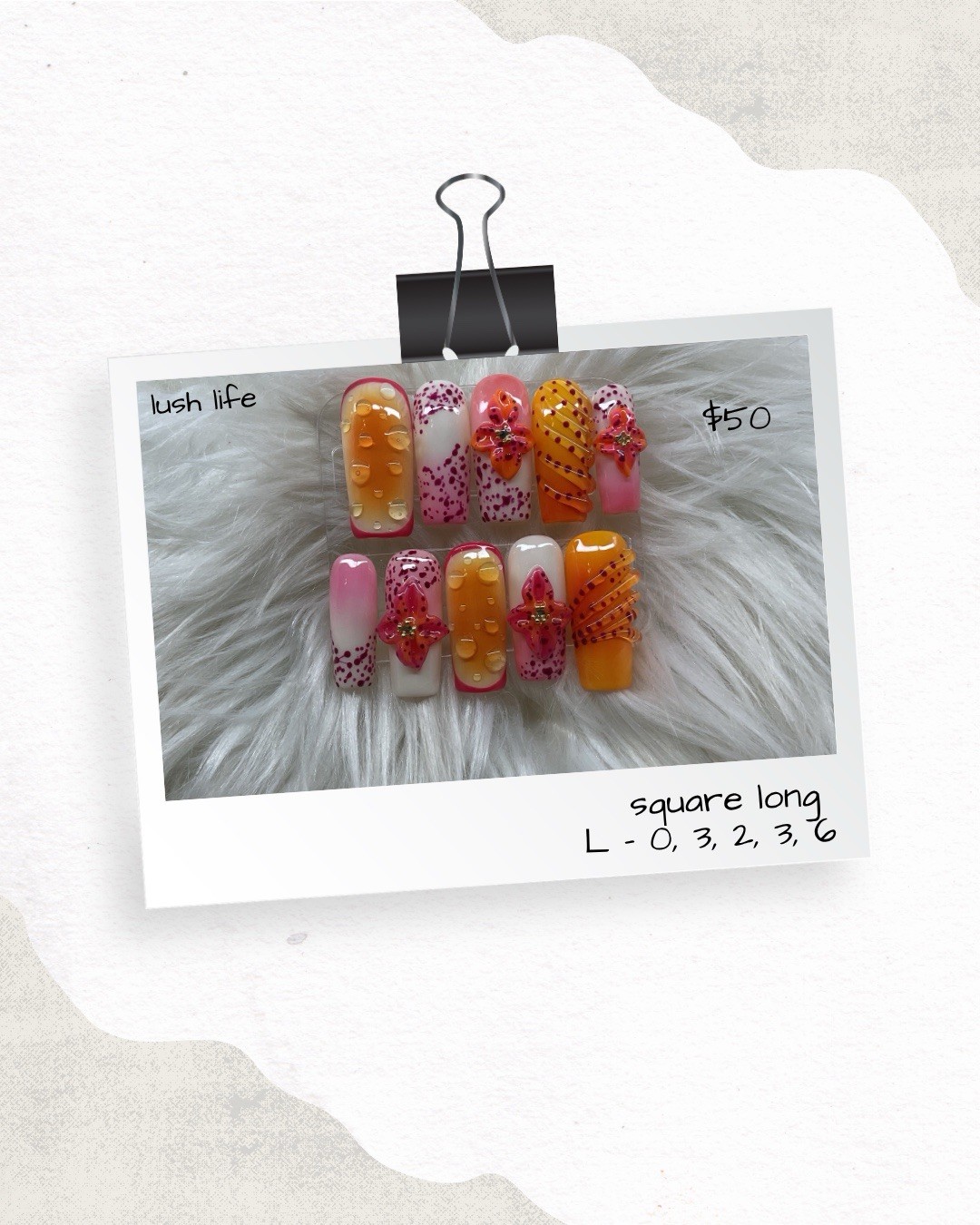 Custom Gel Press-On Nails Handmade 10-Piece
