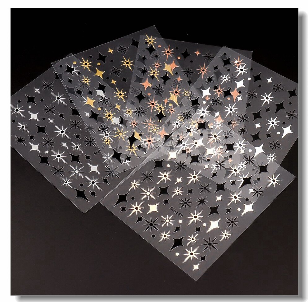 Star 4 Pointed Stars Nail Sticker Diamond Star Dot Self-Adhesive Nail Decals