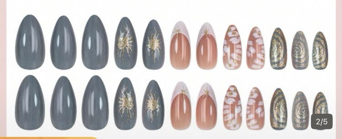 24pcs/Set French Almond Shaped 3D Gel Nail . New. Sealed
