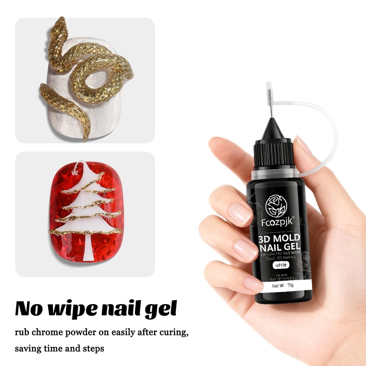 Fcozpjk 3D Sculpting Gel, 2PCS 15g Clear White Molding Gel for Silicone Nail …