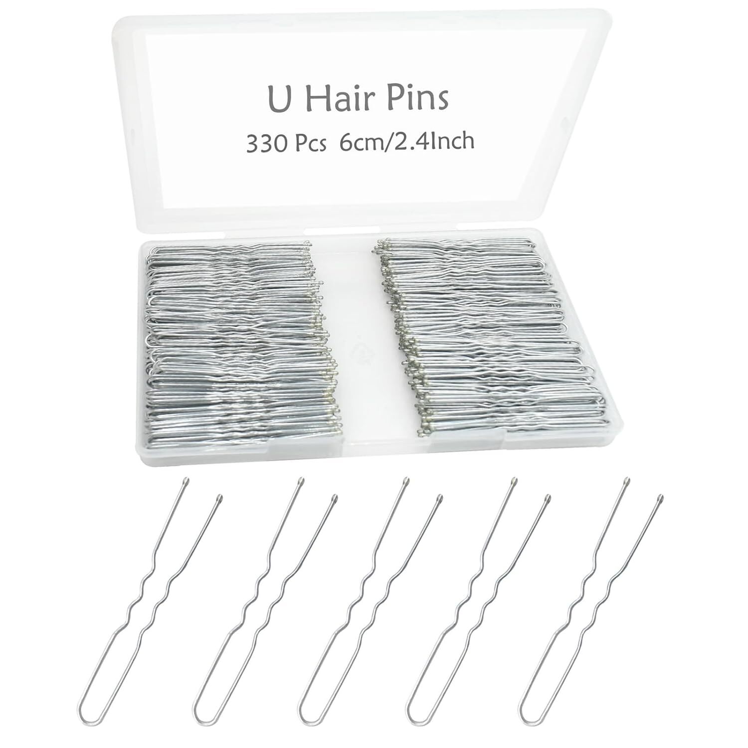 330 Count U Shaped Silver Hair Pins for Buns, YINGFENG Silver(2.4Inch)