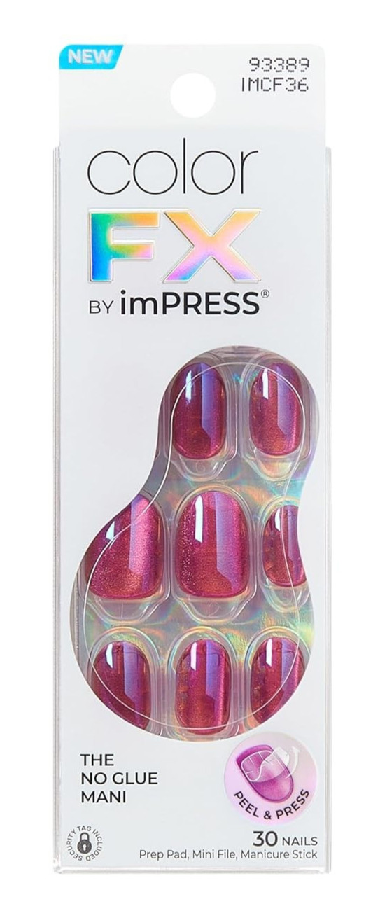 imPRESS Color FX 30 Press On Nails Around You Pink Chrome No Glue Mani 93389 NEW