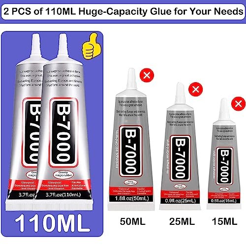 B7000 Adhesive Rhinestones Glue for Crafts, 2PCS 110ml / 3.7 2 PCS(Total 220ml)