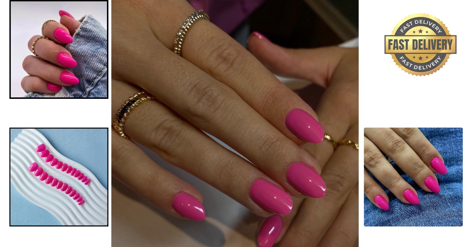Beautiful Glossy Hot Pink 24-Pc Press-On Nails – Perfect Fit for Any Occasion