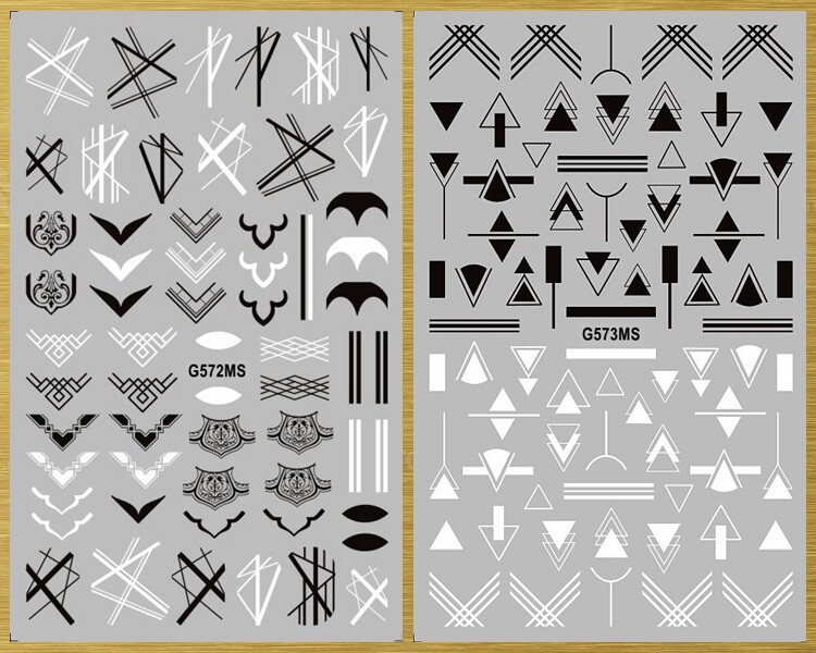 Geometric Figure Nail Sticker Abstract Totem Stripes Lines Grids