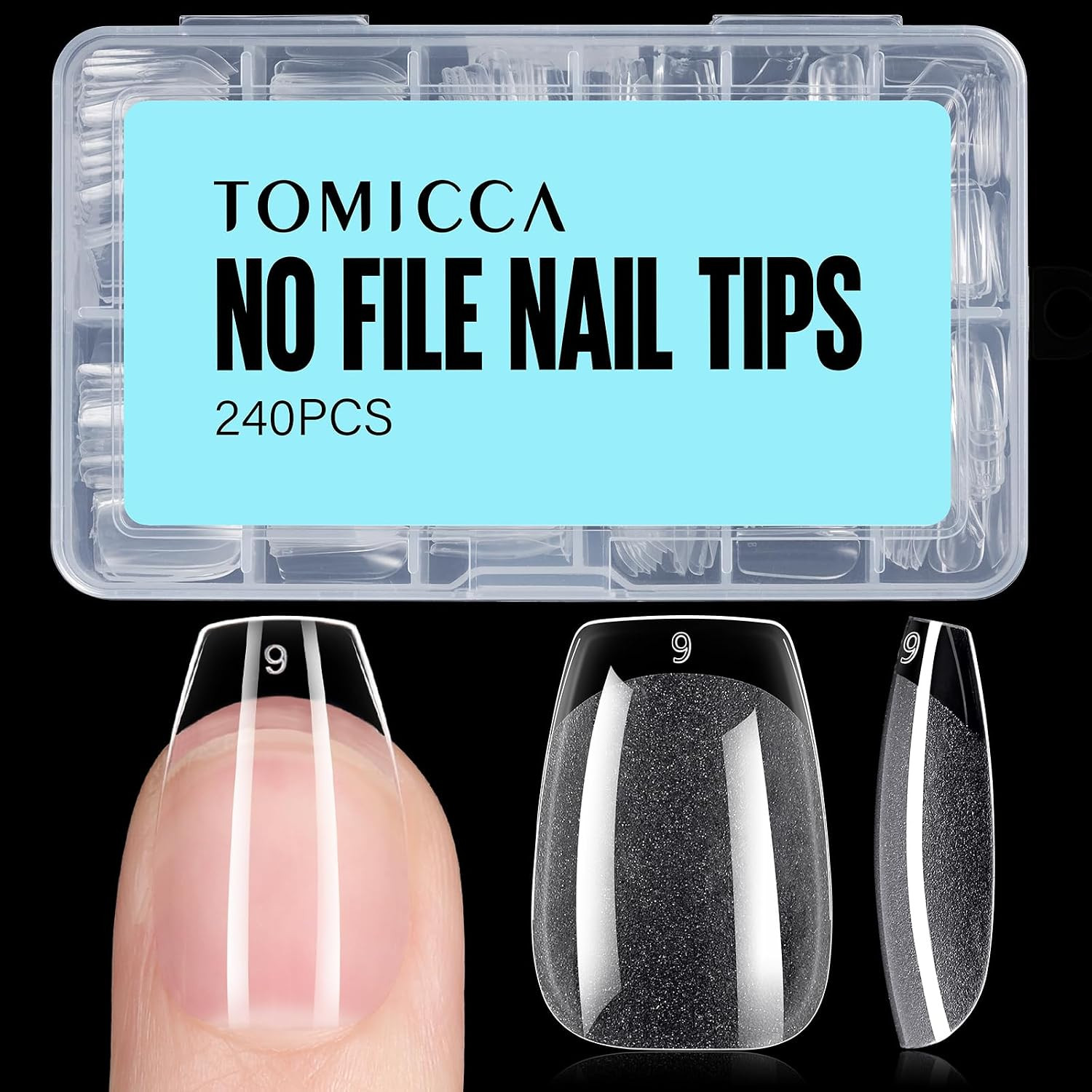 Short Coffin Nail Tips,240Pcs Soft Acrylic Nail Tips Full Cover,Gel Nails Tips H