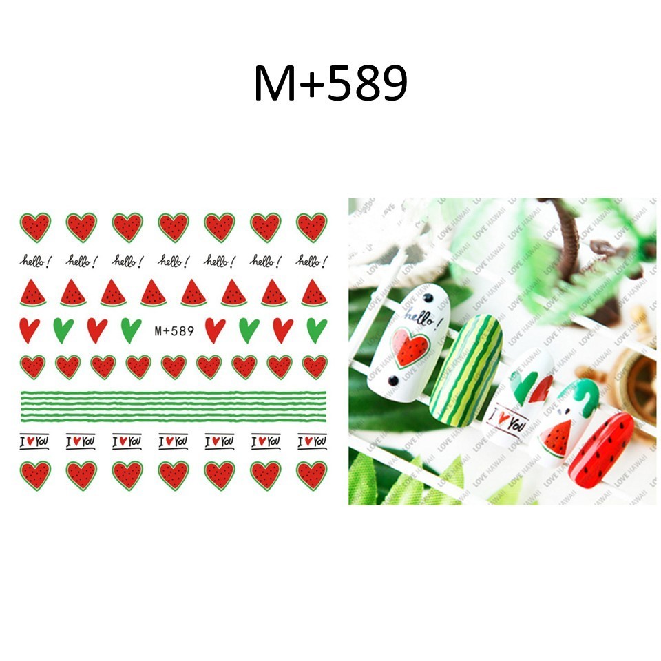 2pcs Nail Art Stickers Water Decals Flamingo Summer Fun Parrot Fruit 50+ Style