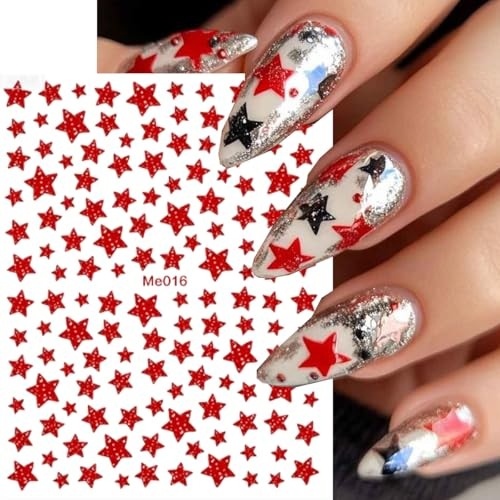 6Sheet 4th of July Star Nail Stickers Self-Adhesive Nail star nail decals-7