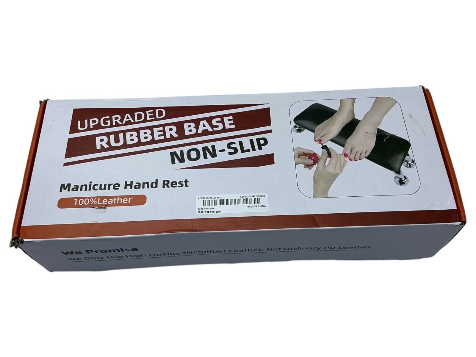 Upgraded Non-Slip Rubber Base Manicure Hand Rest With 100% Leather White