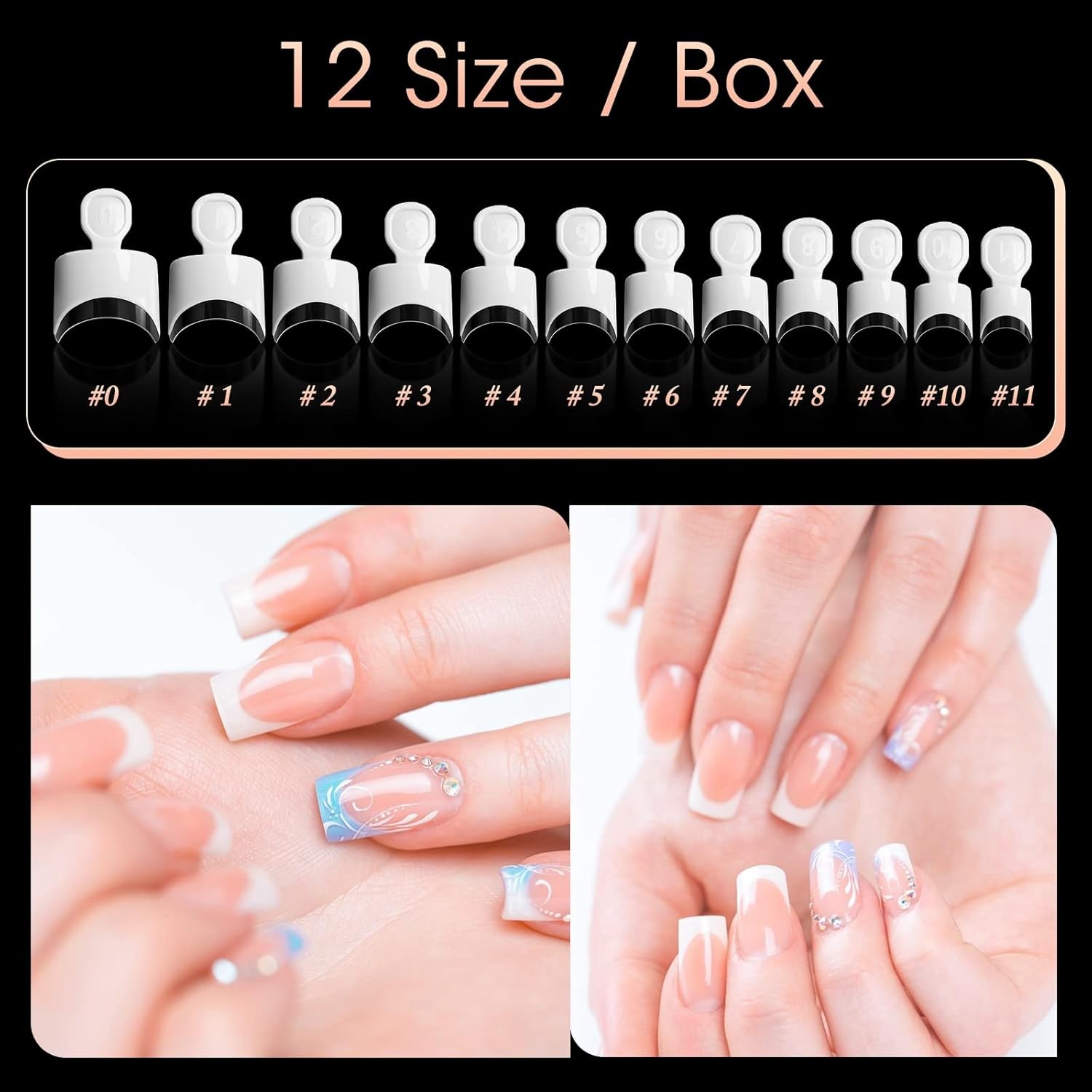 krofaue Short French 0.01 Fl Oz (Pack of 120), Half White Nail Tips