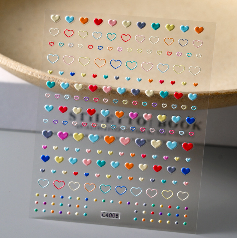 5d Embossed Nail Art Star Heart Design Self Adhesive Stickers Women NS53