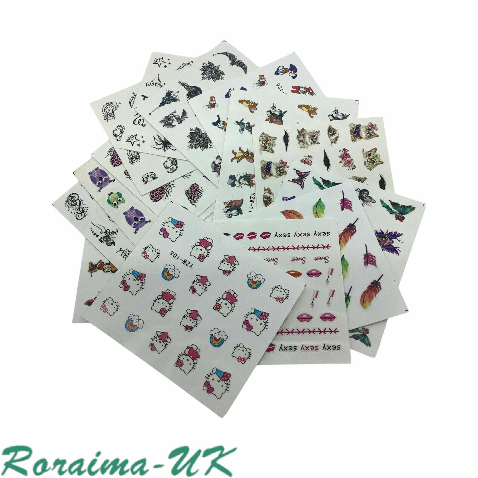 Nail Art Water Decals Transfers Manicure Pedicure Beauty Nail Care Stickers UK
