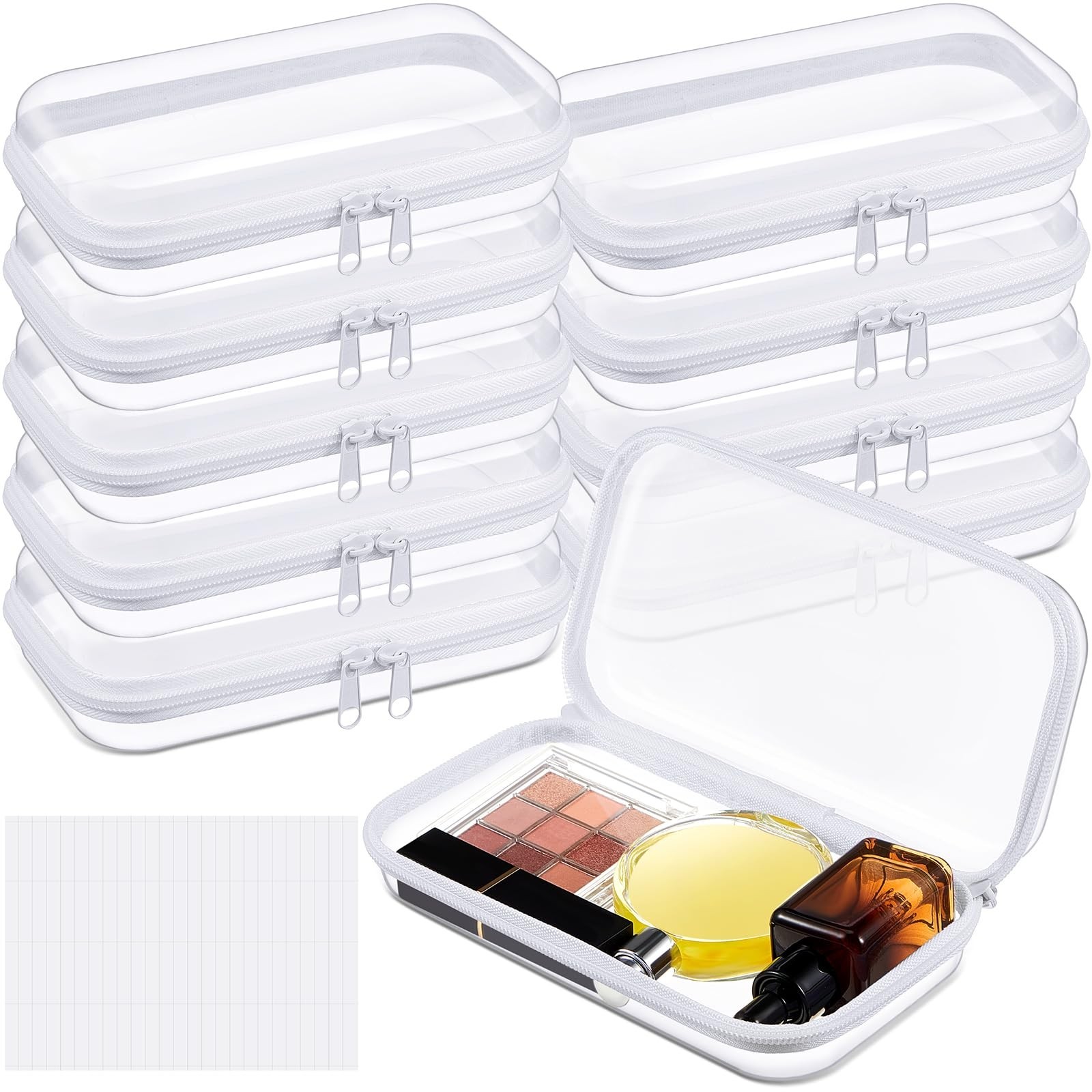 Sanwuta 10 Pcs Hard Zipper Case Clear Hard Pouches Plastic Zipper Pencil Box …
